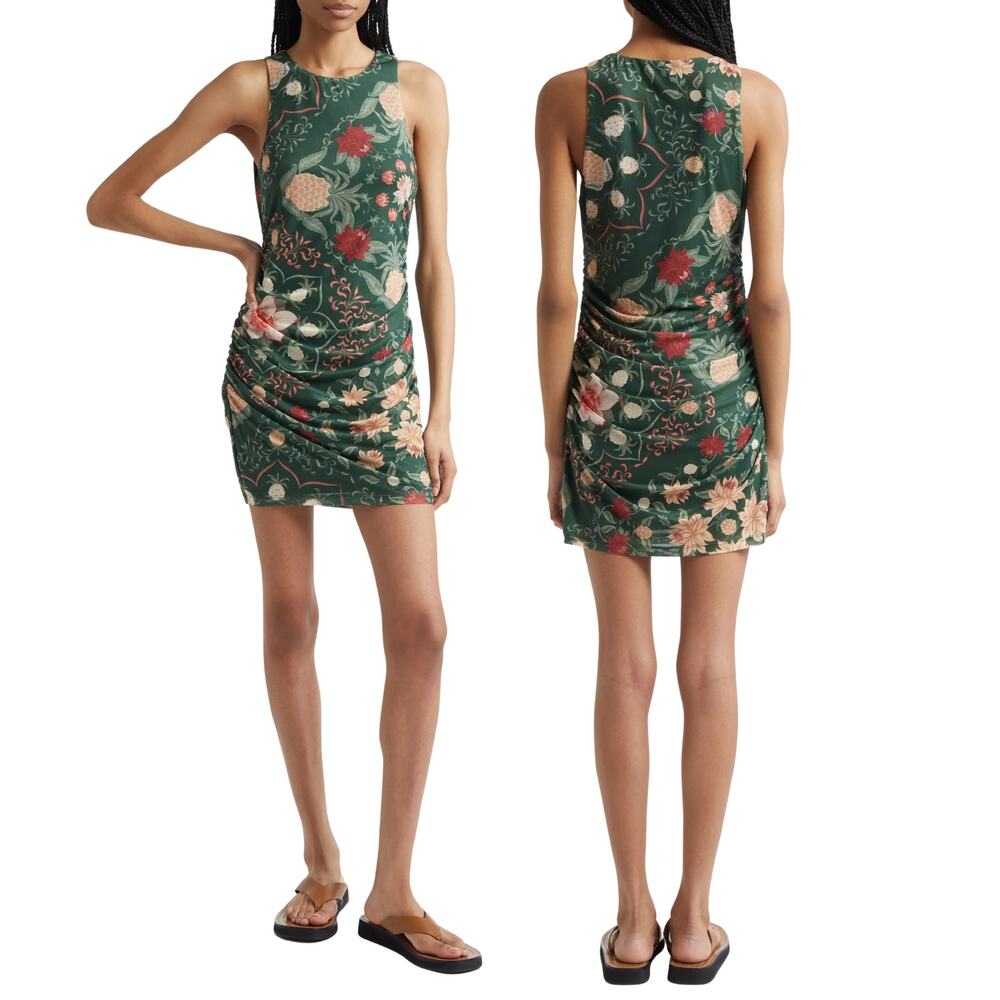 FARM Rio Pineapple Garden Mini Dress Tulle Ruched Party Summer Vacation Casual L
